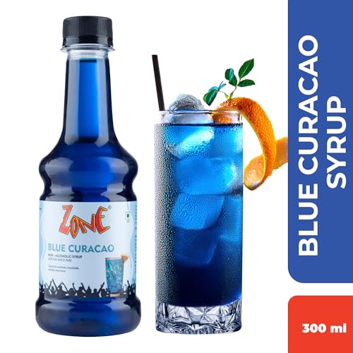 Image of Zone Blue Curacao Syrup 300ml | Tropical Citrus Flavour for Mocktails, Cocktails, Lemonades & Sodas | Bar Syrup, Alcohol Free, More Servings | Premium Cafe Style Taste for HoReCa & Home Use | 12+ Flavours