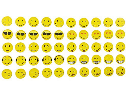 Imanes con forma de cara sonriente, 50 pcs en el Set, 10 diseños diferentes, para nevera, diseño de Papás de buen humor de imanes, cm de diámetro 2 cm