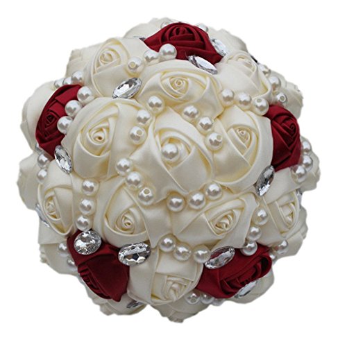 Fouriding Brautstrauß Braut Rosen Blumen Blumensträusse Hochzeit Strauß Künstliche Blumenstrauß Künstlicher Rosenstrauß Dekoration Cover