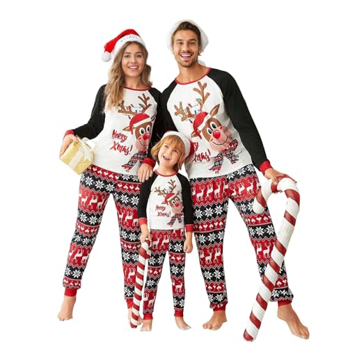 Pijama Navidad Familia, Conjunto de Pijamas Navideños Juego para Familia, Camiseta de Manga Larga, Pantalones Largos, Conjunto de Pijamas Navideños para Mascota, S