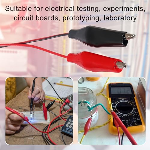 Image of 24PCS Alligator Clips Electrical Test Leads 1M Electrical Insulated Test Leads with Alligator Clips Double-Ended Jumper Wire for Circuit Connection Electrical Testing (Red and Black)