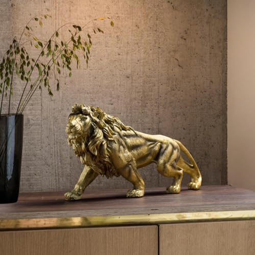 Statue lionceau en résine dorée Housoutil pour la déco de table