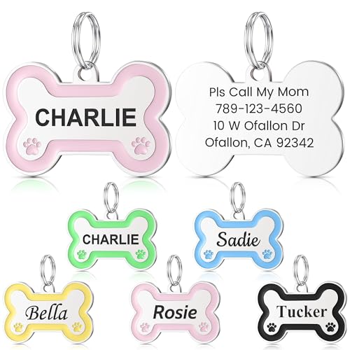 Yehanti YF110124D1-DE Personalisierte Hundemarke Rosa