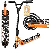 MAXIMALE STABILITÉ & CONSTRUCTION PRO: Le trottinette de freestyle RE:SPORT REVO PRO a été développé pour le skatepark, la halfpipe, la rampe et la rue, combinant un cadre en aluminium robuste, un headtube renforcé et un système de compression HIC précis. La barre Y de 48 cm de large en métal poudré, résistante aux rayures et aux UV, assure un équilibre et une contrôle parfaits. Un trottinette amusante et performante pour les débutants et les utilisateurs avancés.