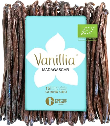 15 Vainas de Vainilla Bourbon Organica de Madagascar • GRAND CRU 2025 • Vaina 14/16cm • FreshZIP Vanillia