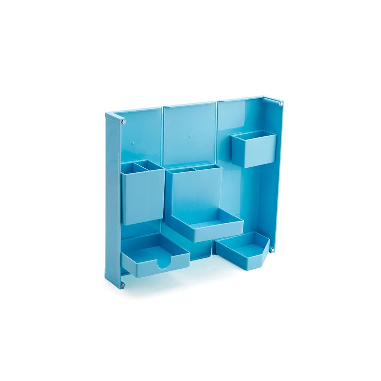 JINGYAN Storage Boxes Folding Vertical Pen Organizer Magnetic Opening and Closing Desktop Stationery Storage Box Multifunctional Student Case(Blue)