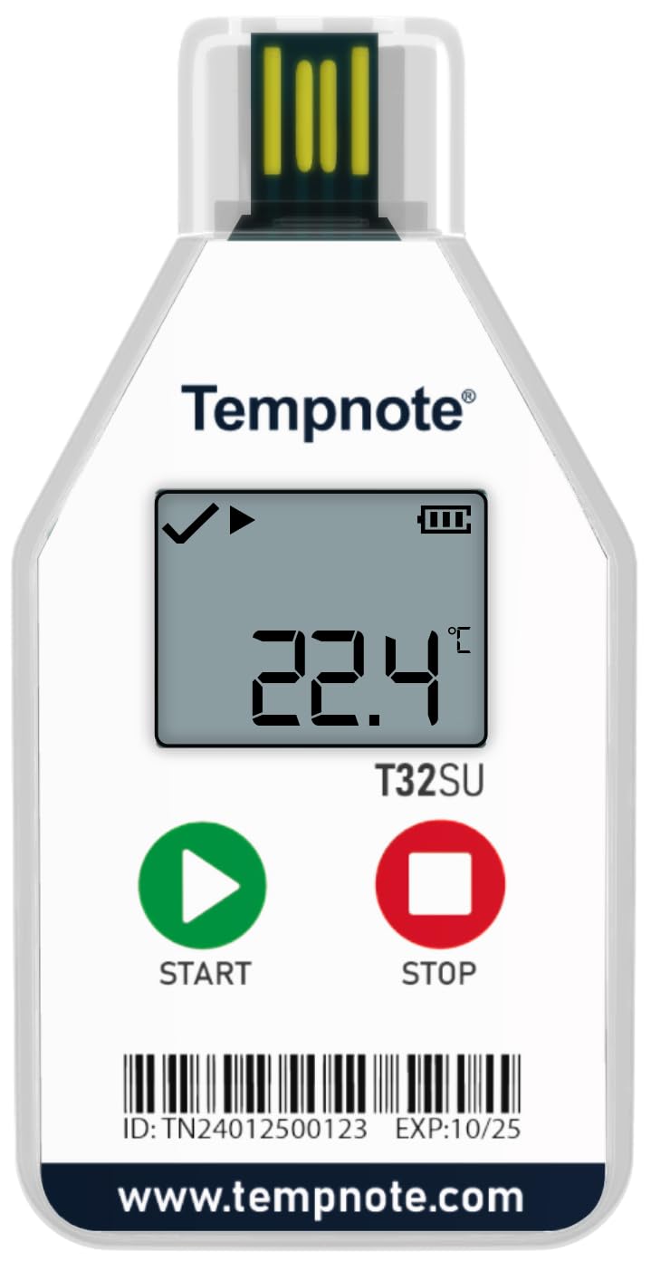 Tempnote T32SU, Airlines Approved, Single-use Temperature Data Loggers for Cold Chain Monitoring for Pharma, Food Shipments, Monitoring for 300+ days