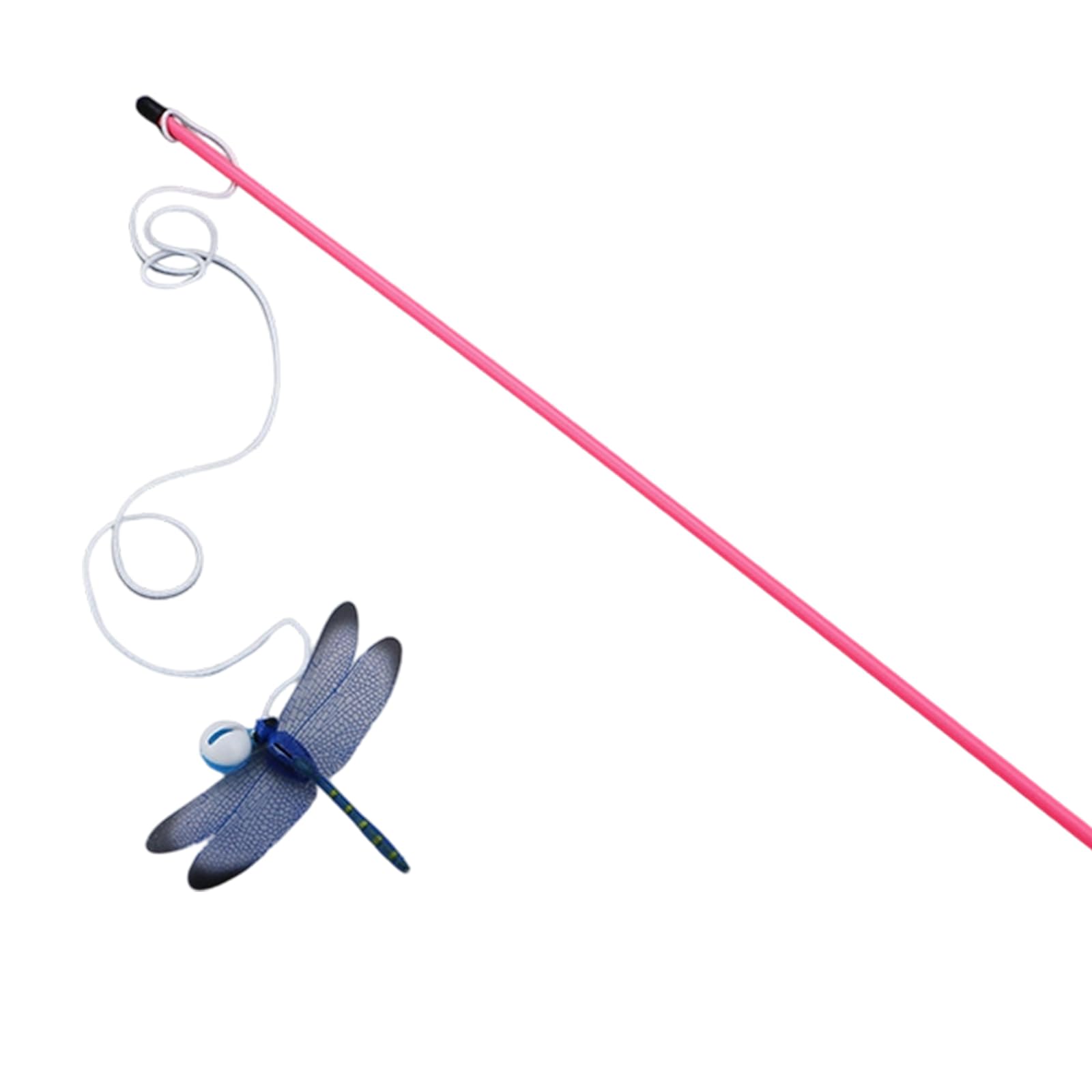 Lerpwige Sad Realistic Dragonflies Cats Toy With Bells Teaser Wand For Funny Interactive Teaser Wand Stimulate Iron Rod Play Toy