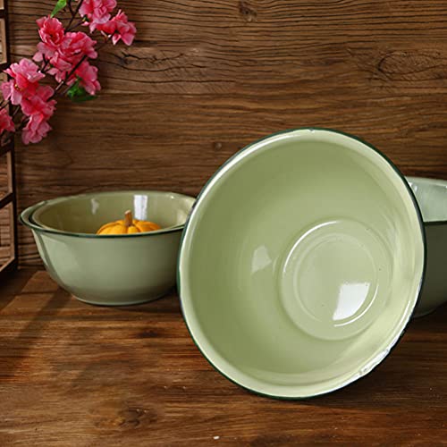 Healvian 2Pcs Tigela de Esmalte Tigela Espessada Tigelas de Cereal Tigelas de de Retro Bacias de de