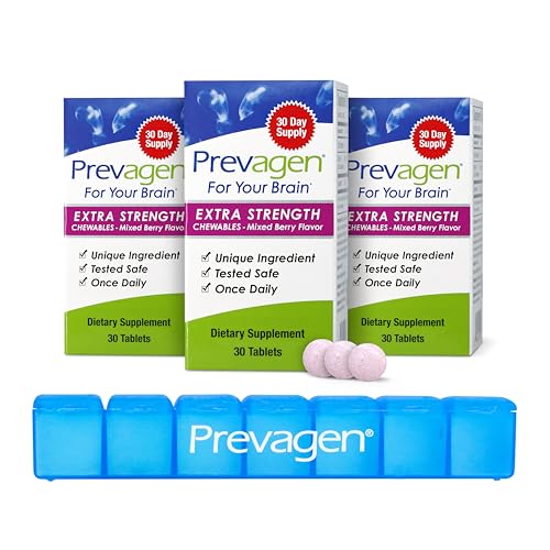 Prevagen Extra Strength Mixed Berry Chewables - 90 Tablets (3 Month Supply) | Formulated for Your Brain | 20mg of Apoaequorin Plus Vitamin D3 with 7-Day Pill Minder