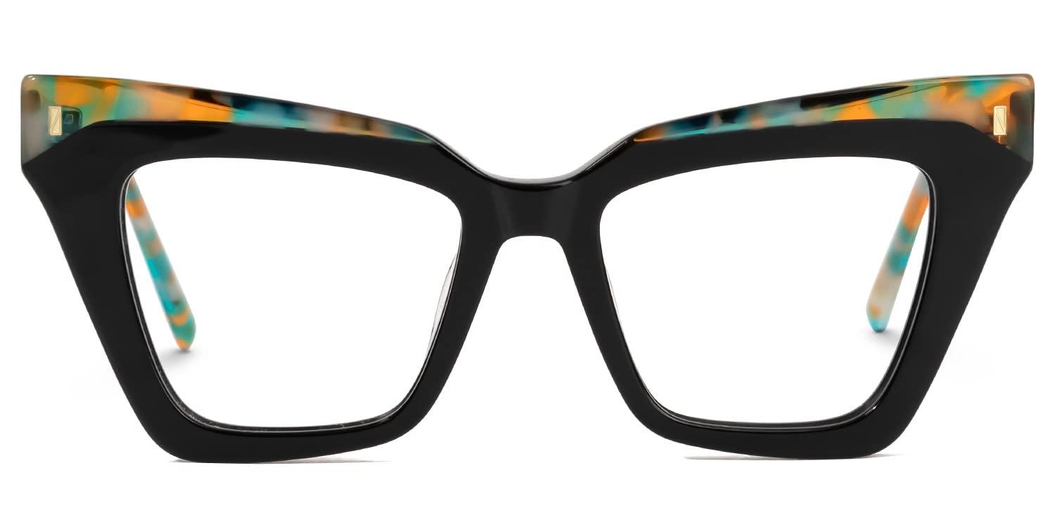 ZeeloolWomen's Retro Acetate Cat Eye Glasses Frame with Non-prescription  Clear Lens Eyewear Laila ZJGA650996