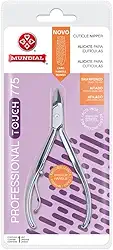 Pinça de cutícula profissional Mundial 775 - Manicure brasileira de qualidade completa com alça antiderrapante cortador de aço inoxidável para unhas e pés