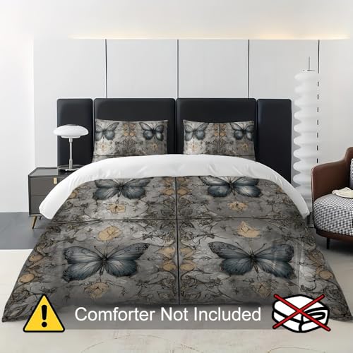 Housse de couette 240x220 cm grand confort design animaux géométriques parure grise - 5