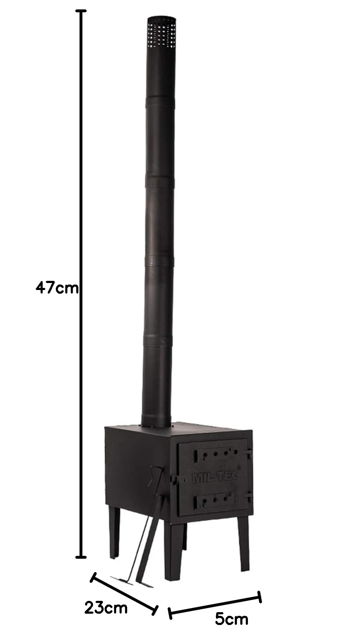 Mil-Tec Zeltofen tragbar (16,5 kg) • Camping Holzofen aus Karbonstahl • Für Zelte, Tipis & Jurten • Mit gr. Brennkammer, 196cm Rohr & Zubehör • Outdoor Ofen zum Heizen & Kochen