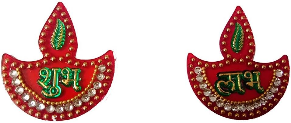 Divya Enterprises SHUBH-LABH Side Door Hangings with Flower Border for Door Decoration/Diwali Decoration Home Decor (Diya Shape)