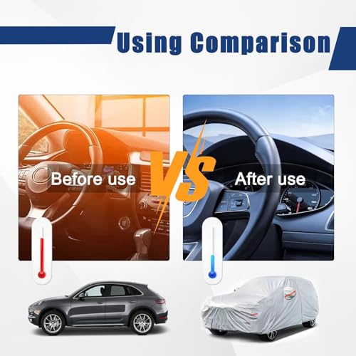Kayme 6 Layers SUV Car Cover Custom Fit for Nissan Pathfinder (2005-2025) Waterproof All Weather for Automobiles, Outdoor Full Cover Rain Sun UV Protection.Silver by kayme - Image 4
