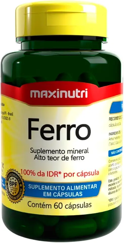 Ferro 100% IDR - 60 Cáps., Maxinutri