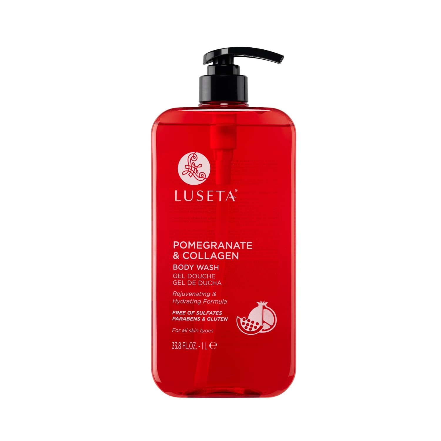 Luseta Pomegranate Collagen Body Wash Rejuvenating Shower Gel Body Cleanser for All Skin Types Moisturizing and Hydrating Dry