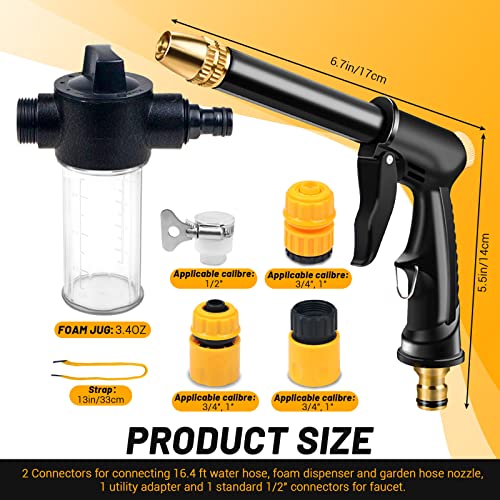 Garden Hose Nozzle With 4 Patterns, Soap Dispenser & Quick Connectors, Plastic High Pressure Washer Gun, Water Hose Nozzle Sprayer Heavy Duty, Spray Nozzle For Outdoor Car Washing #TOP1