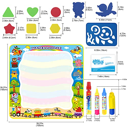 Joyfia Doodle Doodle Mat 100 x 100 cm, met waterpennen, model, fotoboek, aqua-tekenmat voor kinderen, verjaardagscadeau… - Image 8