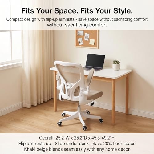 Image of Ergonomic Office Desk Chair, 90-125 Tilt Back Home Desk Chair with 360 Swivel & Mute Wheels, High Back Mesh Computer Chair for Adults with Lumbar Support, 330 LBS Capacity(01Khaki)