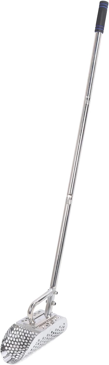 Metal Detecting Sand Scoop, Stainless Steel Sifter Shovel with Detachable Handle, Efficient Beach Treasure Tool for Outdoor Enthusiasts