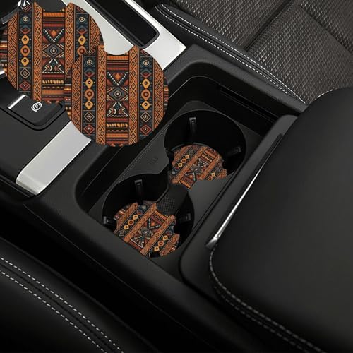 Portavasos para carro 2 pzas diseño africano tradicional miniatura 1