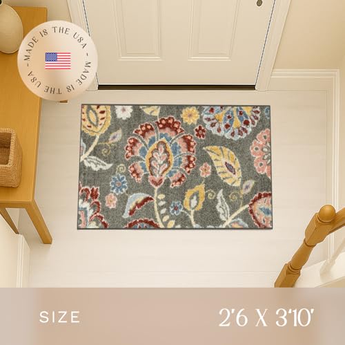 Tapete decorativo Maples Rugs Floral lavable antideslizante miniatura 2