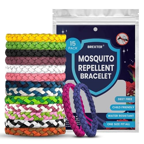 BREXTER® Mosquito Repellent Bracelet, Pack of 15 Adjustable Leather Bands with Natural Deet-Free 24-Hour Protection, Insect Repellent Bracelets 300 Hours Protection, Suitable for All Age BREXTER® Mosquito Repellent Bracelet, Pack of 15 Adjustable Leather Bands with Natural Deet-Free 24-Hour Protection, Insect Repellent Bracelets 300 Hours Protection, Suitable for All Age
