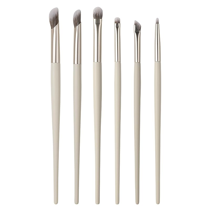 Conjunto de 6 pincéis para olhos BEAUTYFACTOR, fibras sintéticas de nylon, para sombra e delineado, Beige02