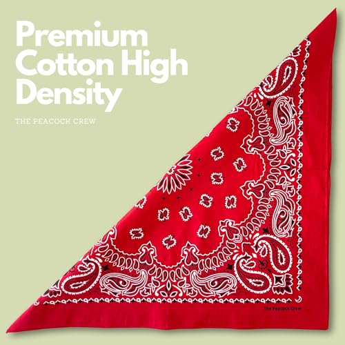 image for The Peacock Crew Red Bandana for Men and Women in Premium Soft Cotton 