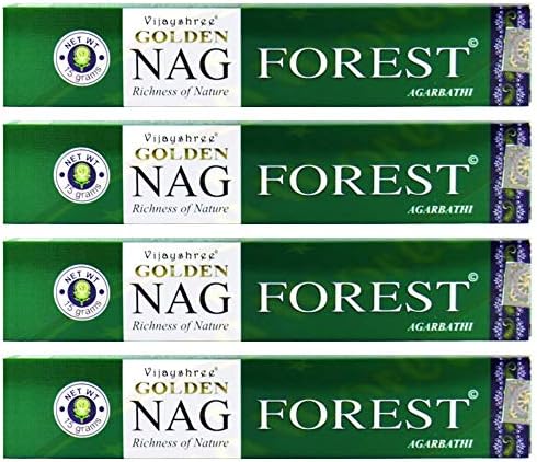 Golden Nag Forest Incense - 4 Packs, 15 Grams per Pack