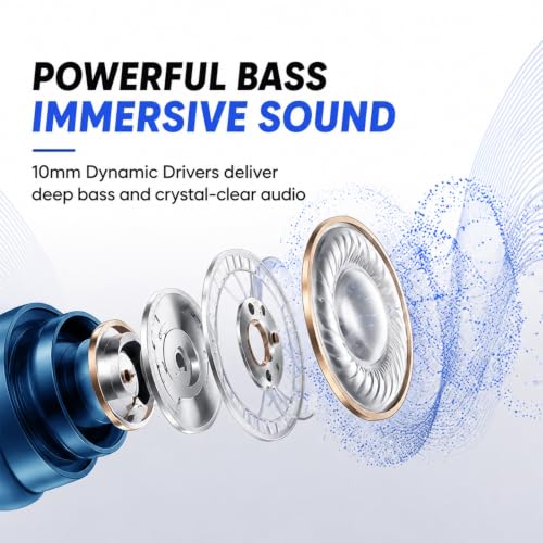 Image of Kratos Blue Bluetooth Neckband with 55H Playtime, Deep Bass, Stereo Sound, HD Calls, Magnetic Earbuds, Voice Assistant, Type-C Fast Charging, Rich Audio, Hollow Switch for Comfort & Style
