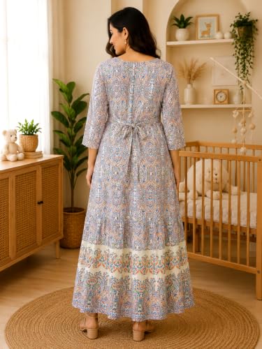 Image of RITIJYA Feeding Kurta for Women with Zip | Maternity Kurti for Nursing Mothers | Concealed Zipper, Extra Pleats Pre to Post Pregnancy | Quick-Dry Comfort Fabric | S-4XL