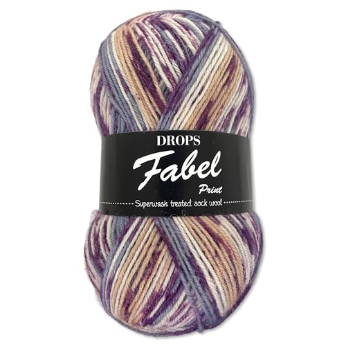 Frida's Wollhaus Drops 50 g Fabel Sockenwolle Schurwolle superwash Garn Stricken Häkeln 45 Farben (904 | Lavendel)