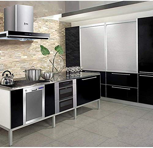 Image of Elton Black Glossy Adhesive Decorative Vinyl Shelf Liner Decorative Self Adhesive Vinyl Sheet for Table top,Furniture, Almirah and Other DIY, Renovation Projects 24 X 48 Inches