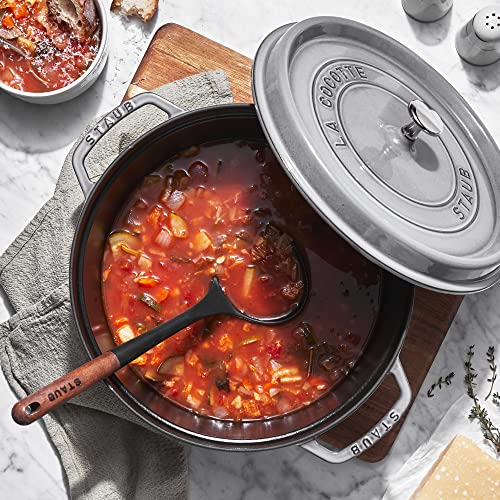 Image of Staub Cast Iron 7-qt Round Cocotte - Graphite Grey, Made in France