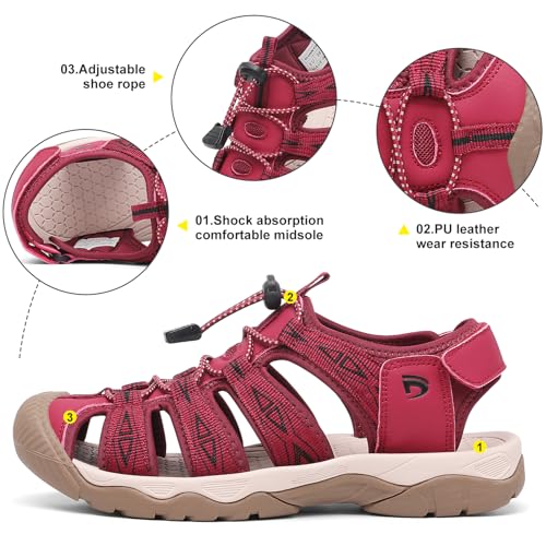 Image of Dannto Women's Sport Hiking Sandals Closed Toe Outdoor Athletic Walking Sandal Lightweight Summer Water Shoes