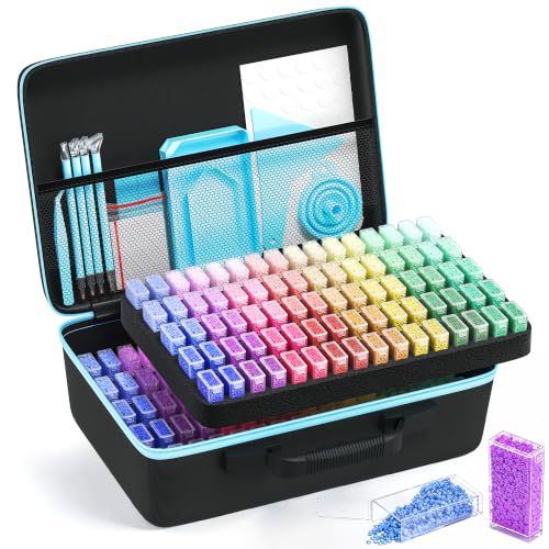 Image of VANSUNS Diamond Painting Storage Containers Kits, Thickened Waterproof Portable Bead Storage Boxes for Diamond Painting Accessories and Tools, 160 Square Bottles