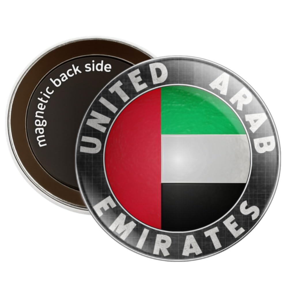Nomad Charging Box Green, White, Red United Arab Emirates Country Flag - Round Decorative Fridge Magnet
