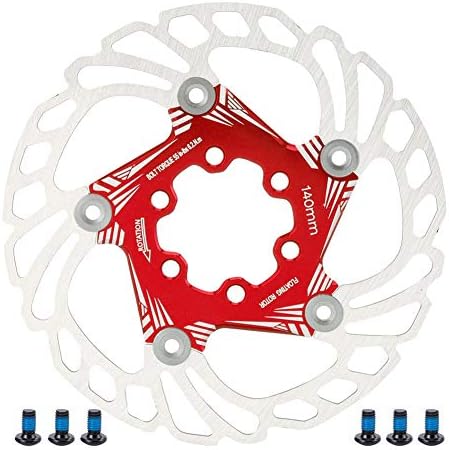 VGEBY Floating Brake Disc, 140mm Stainless Steel Floating Disc Brake Rotor Six Screws Mountain Bike Brake Pad Floating Cooling Rotors 5 Stud Cycling Accessory(Red)
