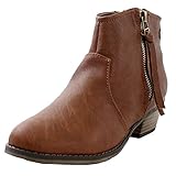 Breckelle's DORADO-11 Western Inspired Zip Up Ankle Boot Bootie, Tan Pu 6.5