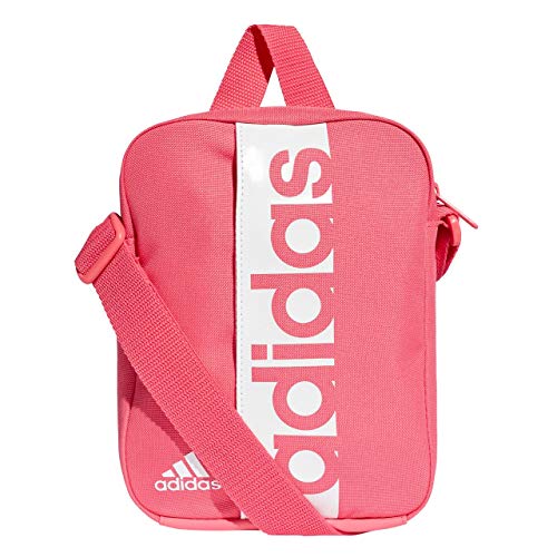 Image of adidas Unisex Adult Linear Performance Organizer Shoulder Bag - Real Pink/Real Pink/White, 15 x 21 x 5 cm