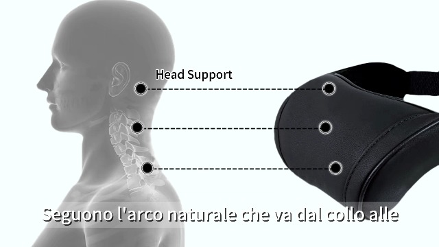 Carodi Cuscino Per Il Collo In Pelle Per Auto, Cuscino Poggiatesta, Supporto Cervicale In Memory Foam 100%, Comodi Cuscini Per Sedili Auto Da Viaggio E Per Ufficio A Casa, Morbidi, Nero UNA