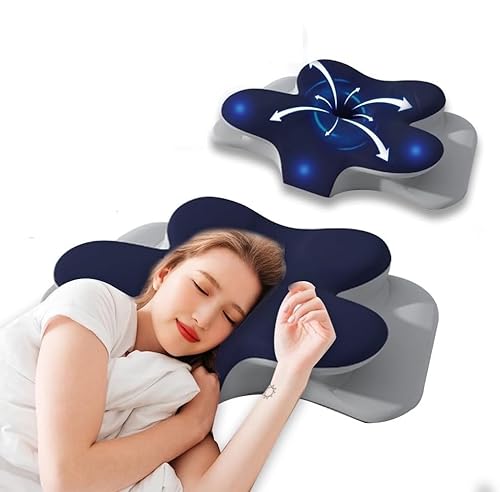 Czarzuiu 枕 首が痛くならない まくら よく眠れる 安眠枕 pillow 快眠枕 人間工学設計 通気性 冷感素材 横向き寝 仰向きサポート 低め 高め 調整可能 洗えるカバー (ネイビーブルー)