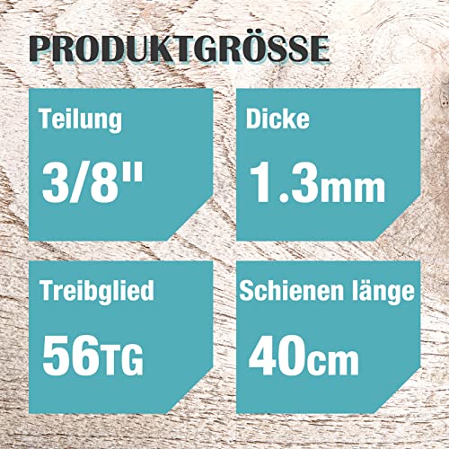 AllRight 4er-Pack Sägeketten 3/8" 1,3 mm 56TG Ersatzkette Kettensägekette für 16-Zoll (40cm) Schiene – Bild 4