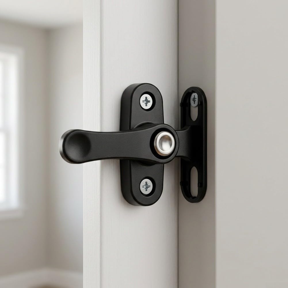 Bloqueo Puerta Corredera Aluminio Negro Mate Ajustable(LockablePunchinge,2)