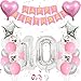 TOLOYE 10 Anniversaire Fille Ballon,Ballon Anniversaire 10 an Rose, Decoration Anniversaire Fille 10 Ans avec Ballon Latex Blanc Argent Ballon Chiffre 10 pour Anniversaire Fille 10 an Parti Décoration
