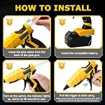 Gun à colle chaude sans fil adapté pour Dewalt 18V 20V Max Batterie au lithium-ion, 30s Gun de colle de préchauffage rapide chaud avec 30 Pcs Colle Sticks(7 * 150mm) pour les arts & Artisans et artisans & DIY & Réparations(Outil seulement)
