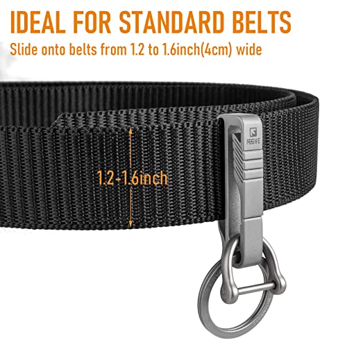 Fegve Small Titanium Key Clip Keychain Carabiner Belt Clip With Detachable Key Ring And D-Shaped Keyring,Key Fob Holder Key Chain For Men (Dark Grey) #TOP5